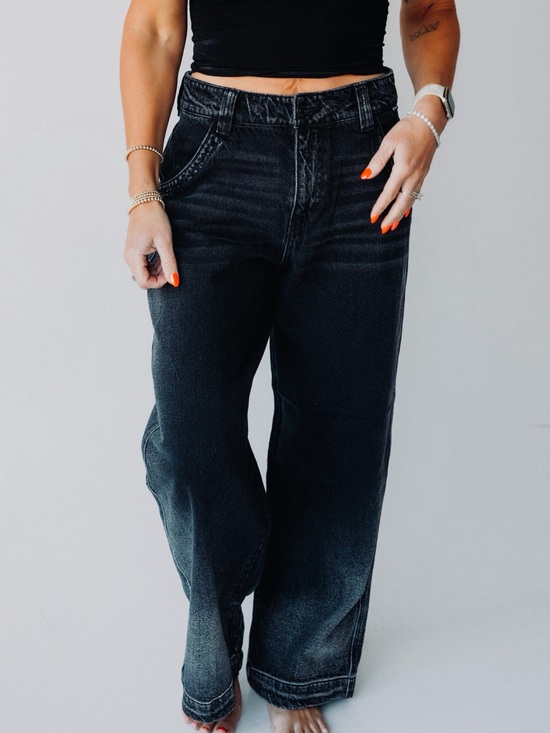 Cello Denim - Cello Wide Leg Skater Jeans Women’s Size 11 Black Ombre Wide Belt Loops New